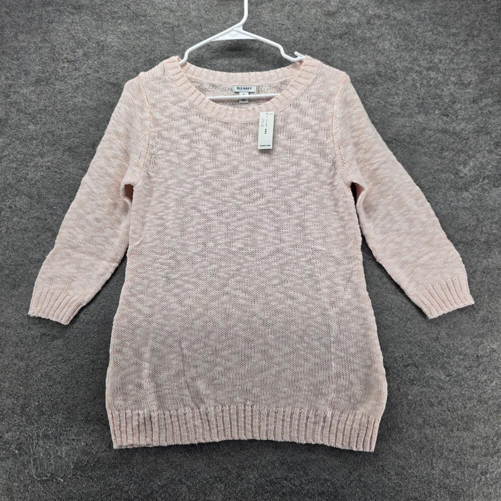 Old Navy Sweater Pullover Womens M Pink Chunky-Knit Crew Neck Lightweight